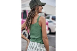 Freeman T. Porter Dansy Rib Débardeur Dentelle Femme, Foliage Green