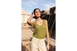 Freeman T. Porter Dulcia Pointelle Débardeur Ajouré Femme, Moss