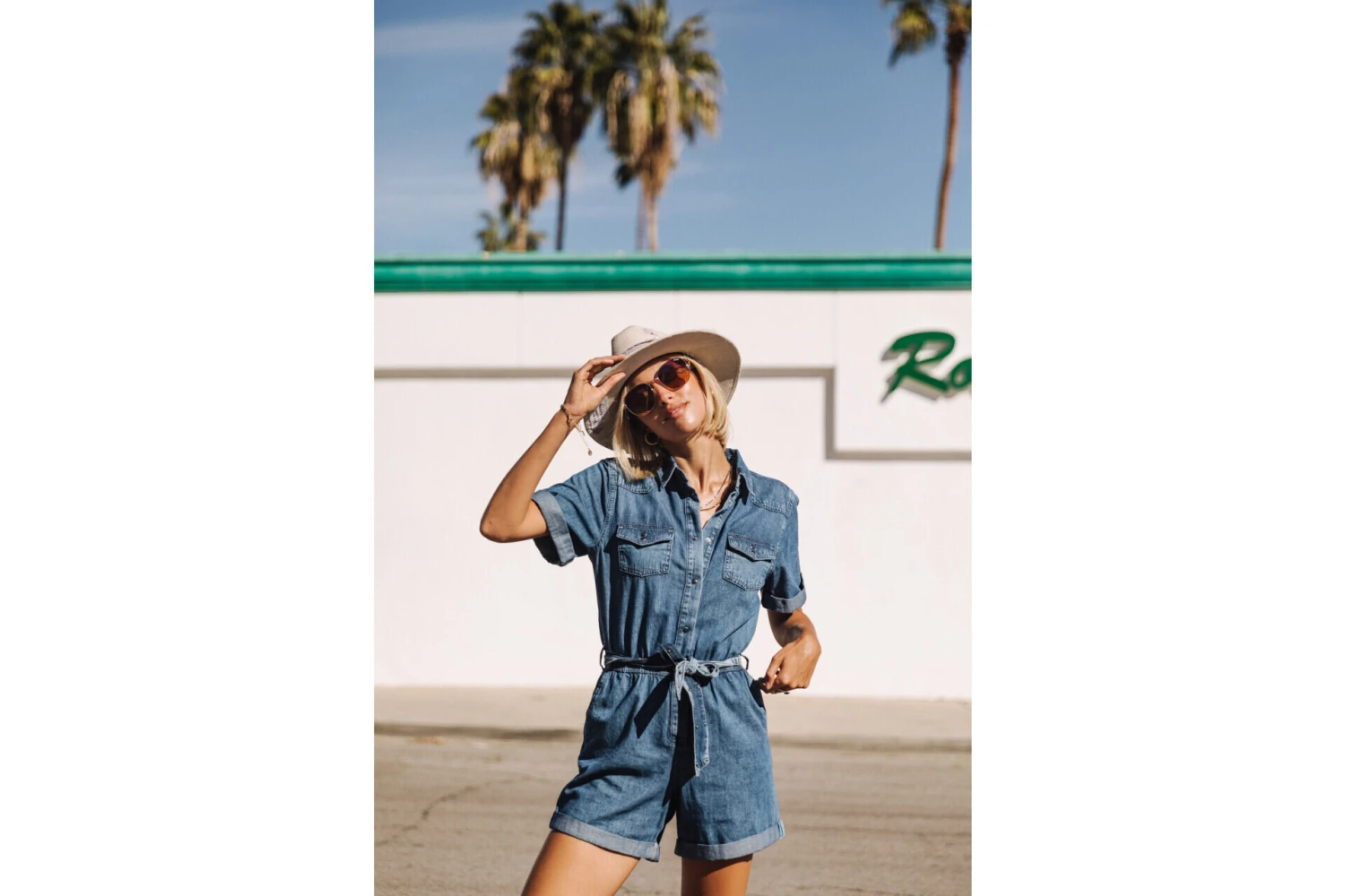 Freeman T. Porter Edna Denim Combishort Manches Courtes Femme, Manzana Med – Image 3