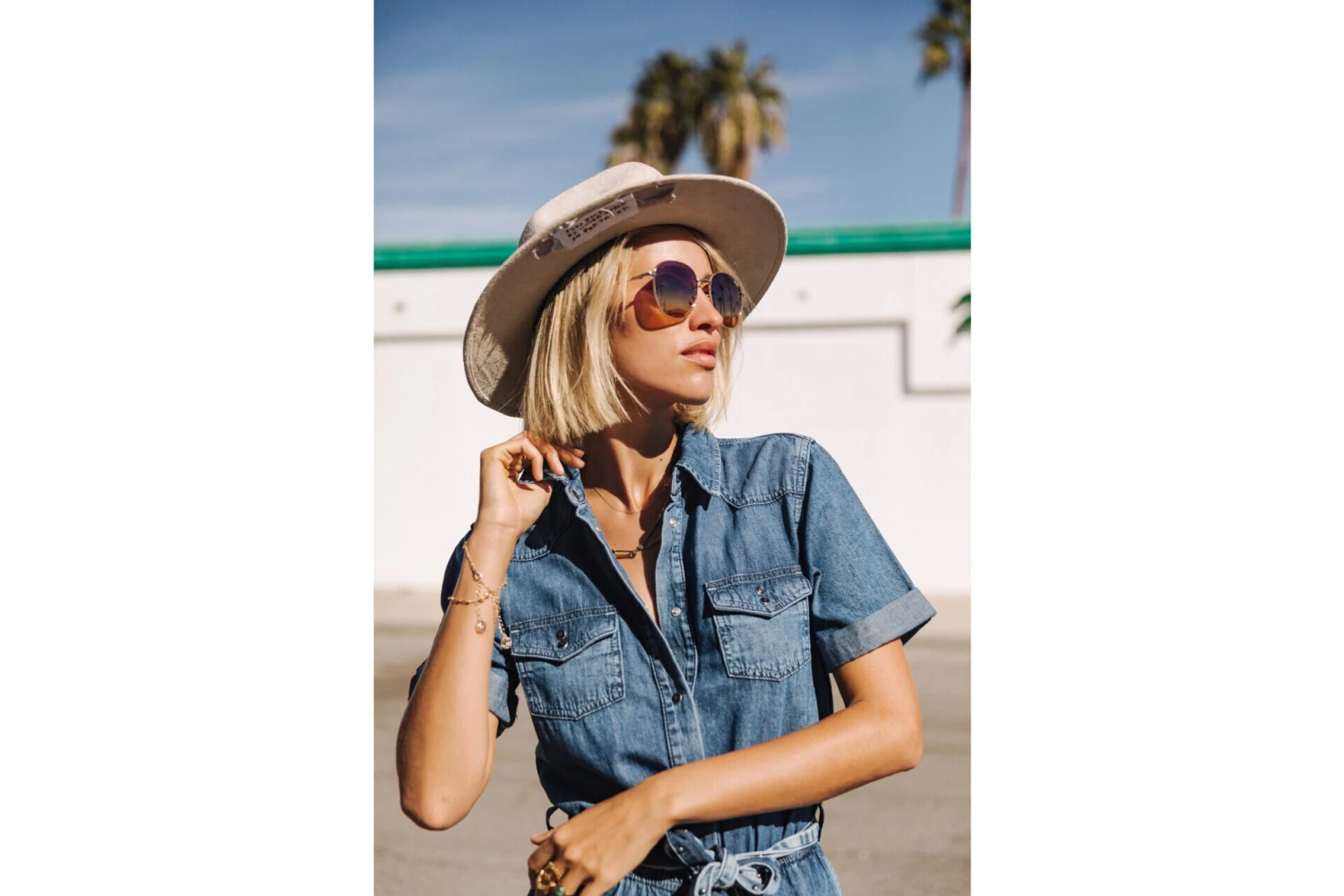 Freeman T. Porter Edna Denim Combishort Manches Courtes Femme, Manzana Med – Image 4