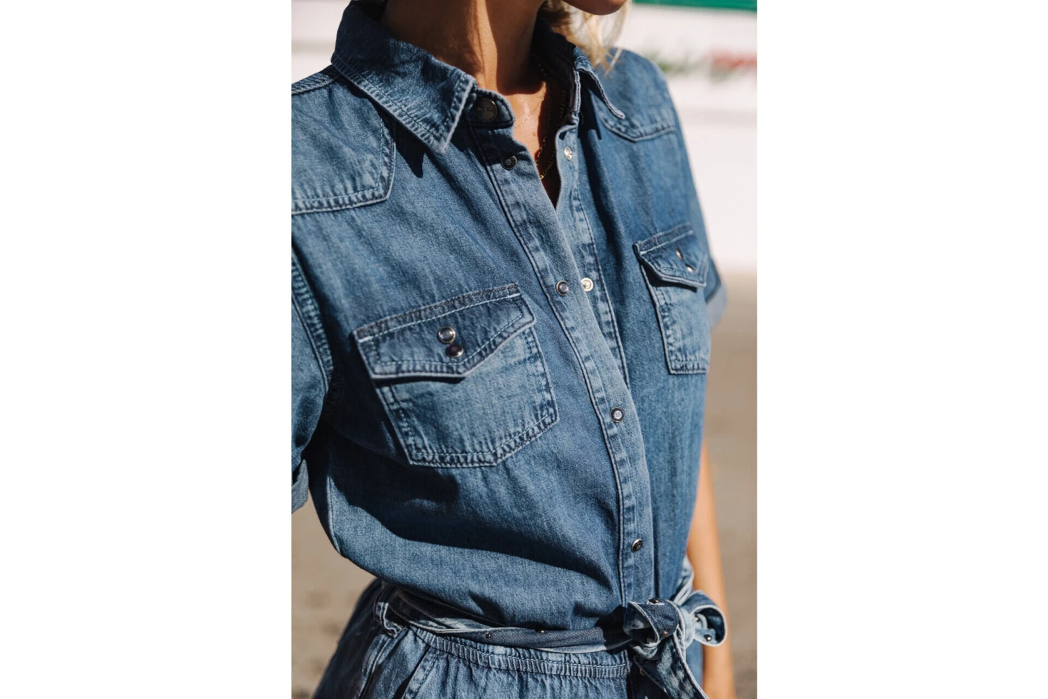 Freeman T. Porter Edna Denim Combishort Manches Courtes Femme, Manzana Med – Image 8