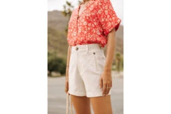 Freeman T. Porter Flavie Plain Linen Short Droit Femme, Simply Taupe