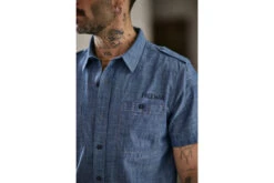Freeman T. Porter Glenn Denim Chemise Manches Courtes Homme, Shoal Ocean