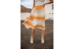 Freeman T. Porter Jeelyne Tie & Dye Jupe Midi Plissée Femme, Cadmium Yellow