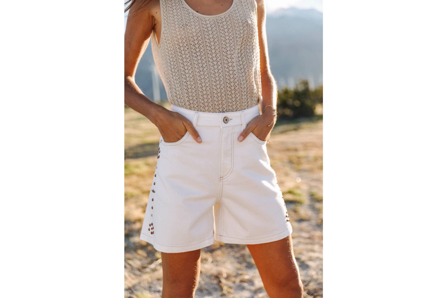 Freeman T. Porter Judy Andalousia Short Coupe Large Femme, Off White – Image 10