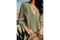 Freeman T. Porter Juna Plain Color Robe Fluide Courte Femme, Olivine