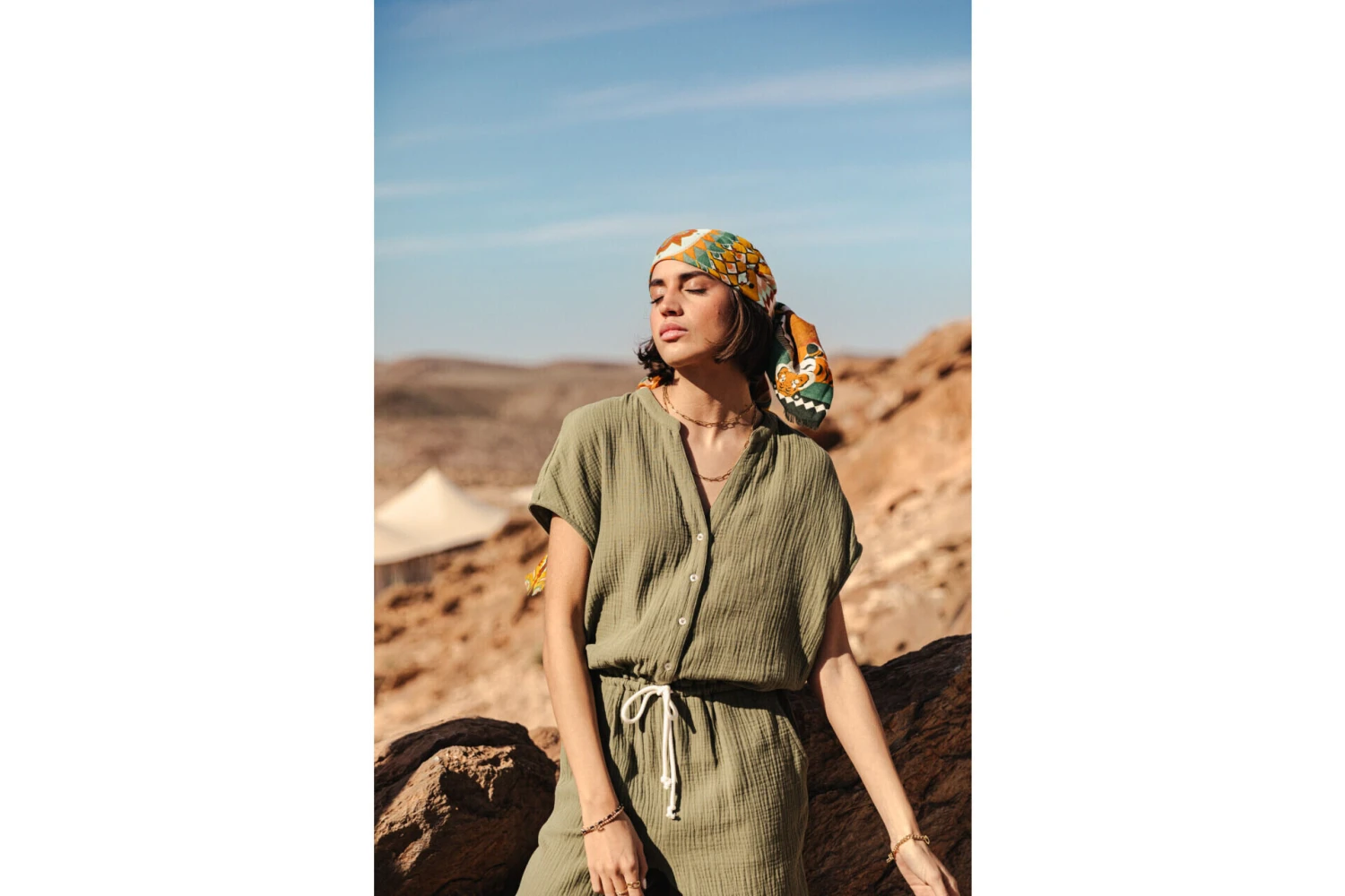 Freeman T. Porter Krisiana Combi Longue Gaze Coton Femme, Olivine – Image 11