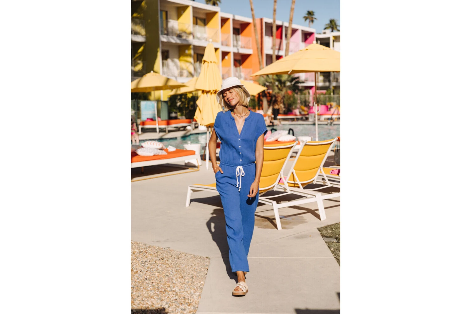 Freeman T. Porter Krisiana Combi Longue Gaze Coton Femme, Dazzling Blue