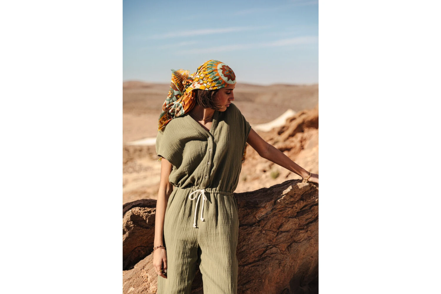 Freeman T. Porter Krisiana Combi Longue Gaze Coton Femme, Olivine – Image 3