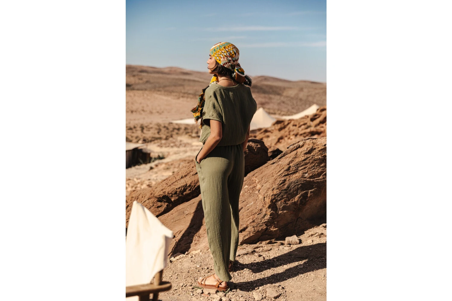 Freeman T. Porter Krisiana Combi Longue Gaze Coton Femme, Olivine – Image 5