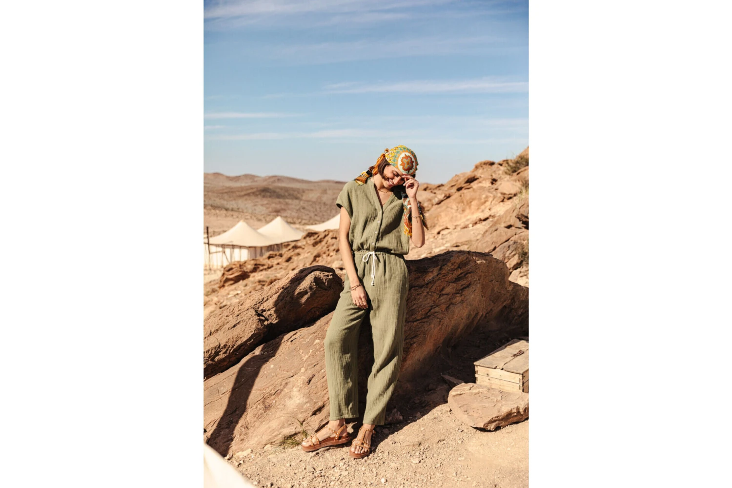 Freeman T. Porter Krisiana Combi Longue Gaze Coton Femme, Olivine – Image 6