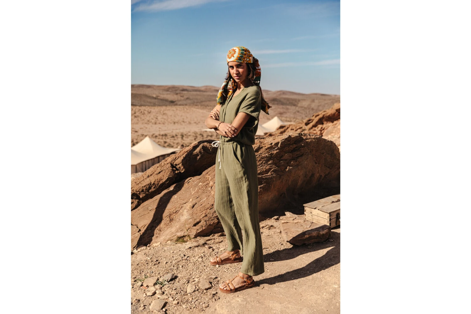 Freeman T. Porter Krisiana Combi Longue Gaze Coton Femme, Olivine – Image 9