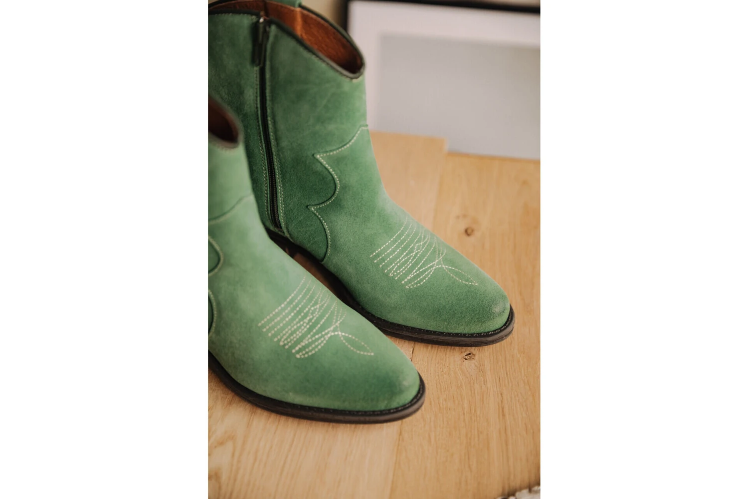 Freeman T. Porter Laurene Suede Boots En Cuir Femme, Sage Green – Image 3