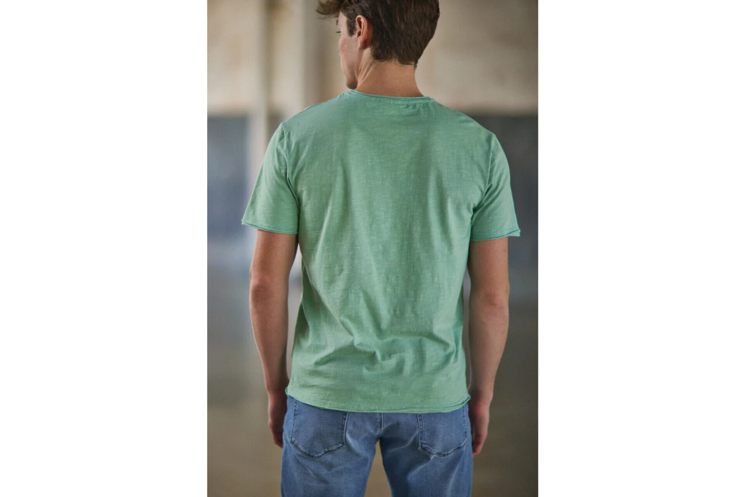 Freeman T. Porter Leandro Kansas T-shirt Col V Homme, Subtle Green – Image 4