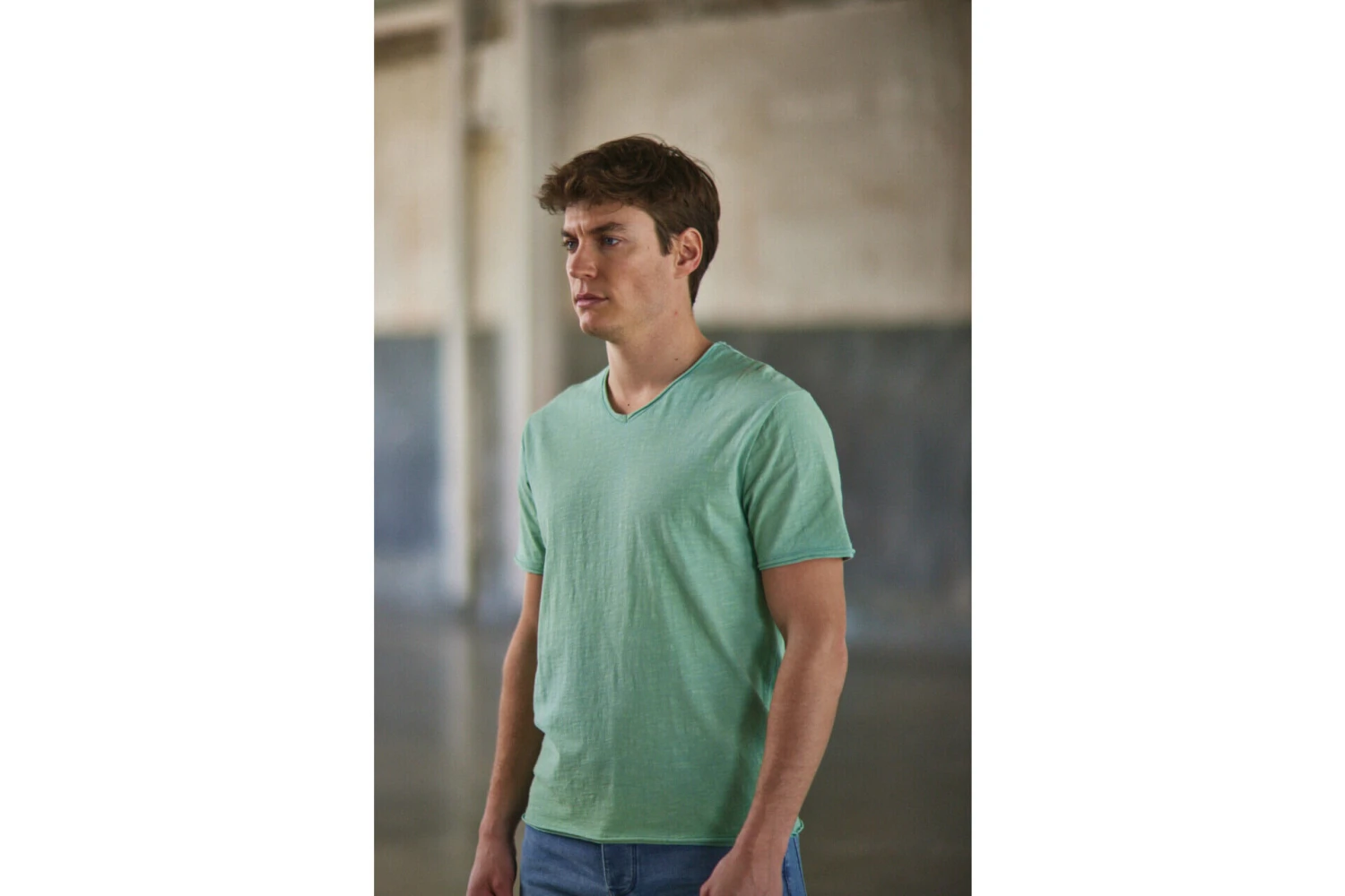 Freeman T. Porter Leandro Kansas T-shirt Col V Homme, Subtle Green – Image 7