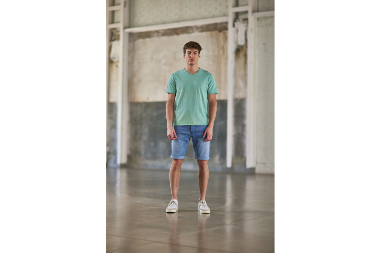 Freeman T. Porter Leandro Kansas T-shirt Col V Homme, Subtle Green – Image 9