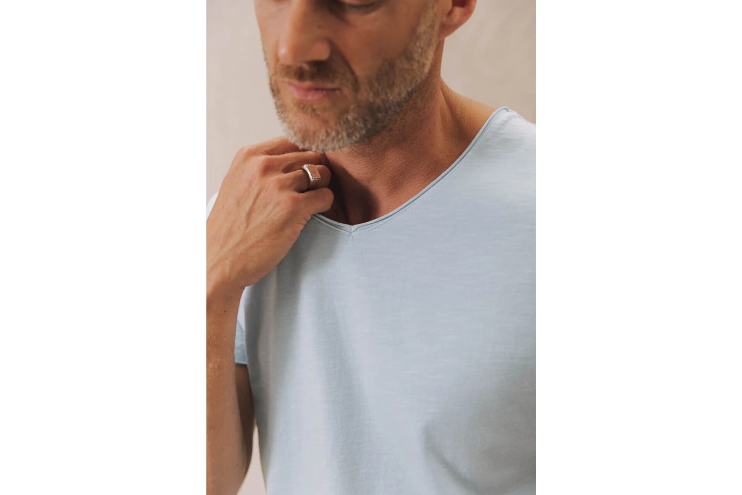 Freeman T. Porter Leandro Kansas T-shirt Col V Homme, Blue Sky