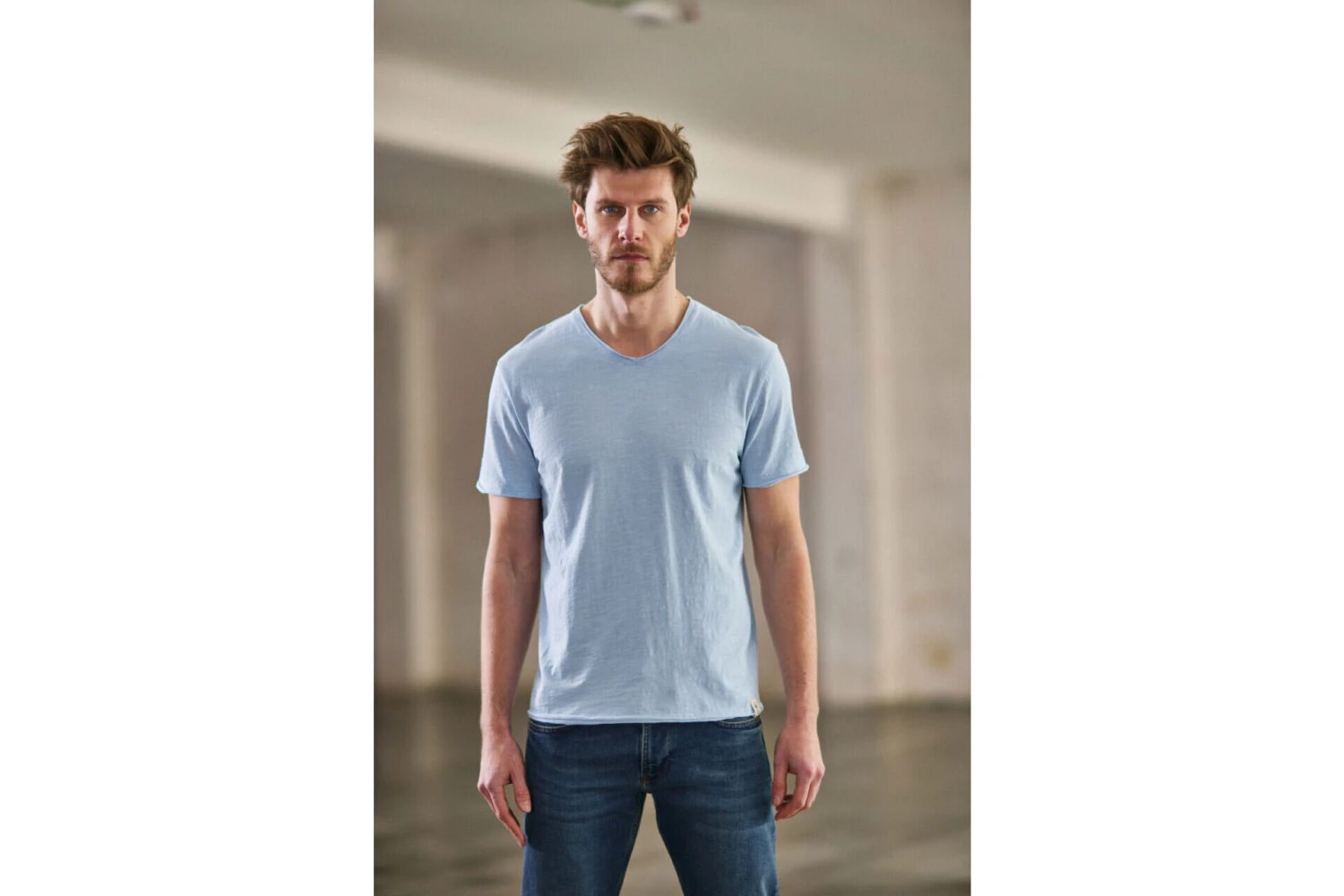 Freeman T. Porter Leandro Kansas T-shirt Col V Homme, Blue Sky – Image 5