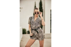 Freeman T. Porter Loana Short Cebra Combishort Imprimée Femme, Irish Cream