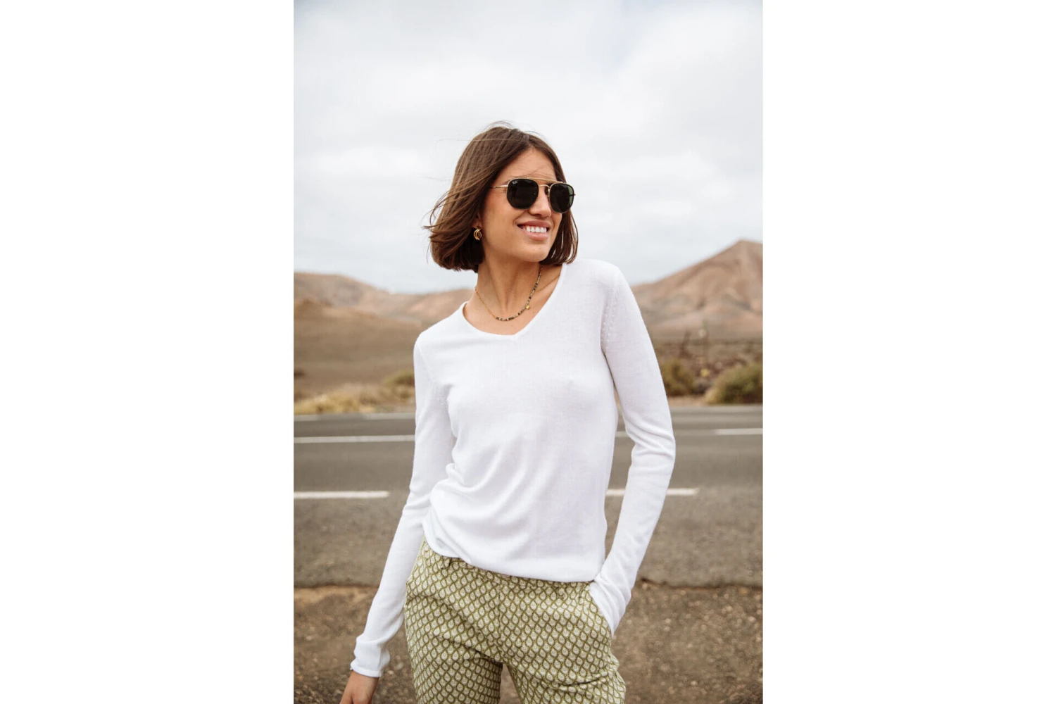 Freeman T. Porter Lorelia Pull Ajusté Col V Femme, White – Image 4