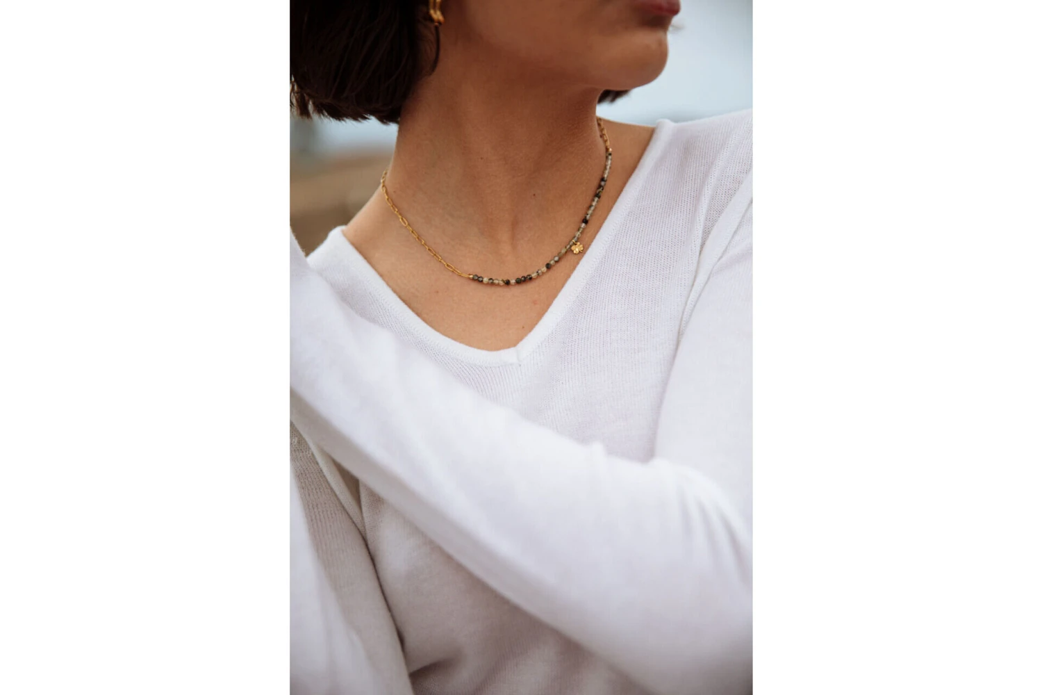 Freeman T. Porter Lorelia Pull Ajusté Col V Femme, White – Image 13