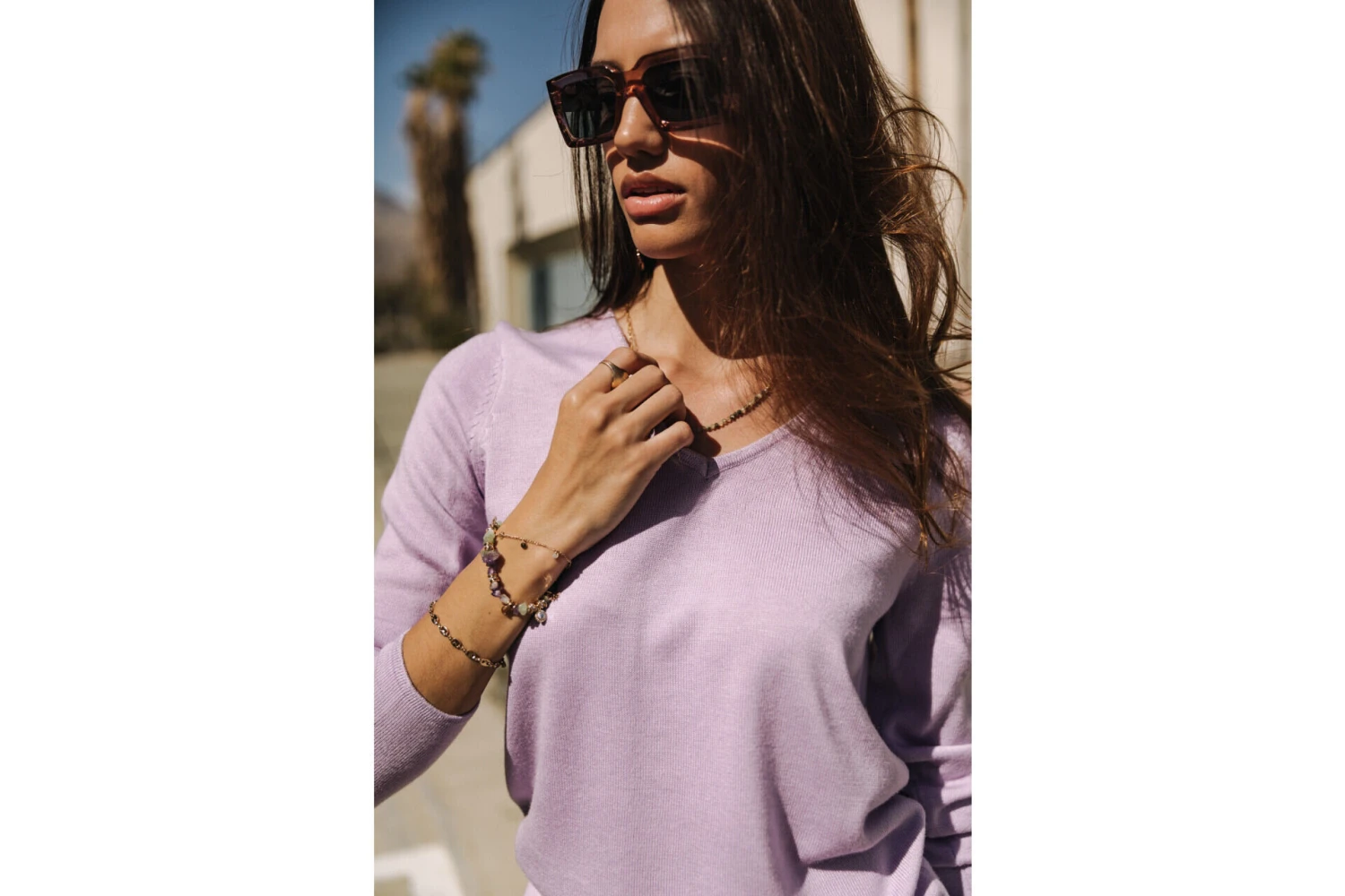 Freeman T. Porter Lorelia Pull Ajusté Col V Femme, Purple Rose – Image 8