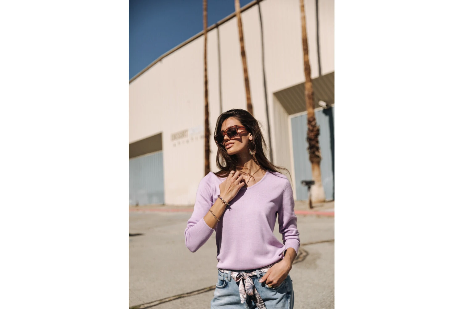 Freeman T. Porter Lorelia Pull Ajusté Col V Femme, Purple Rose