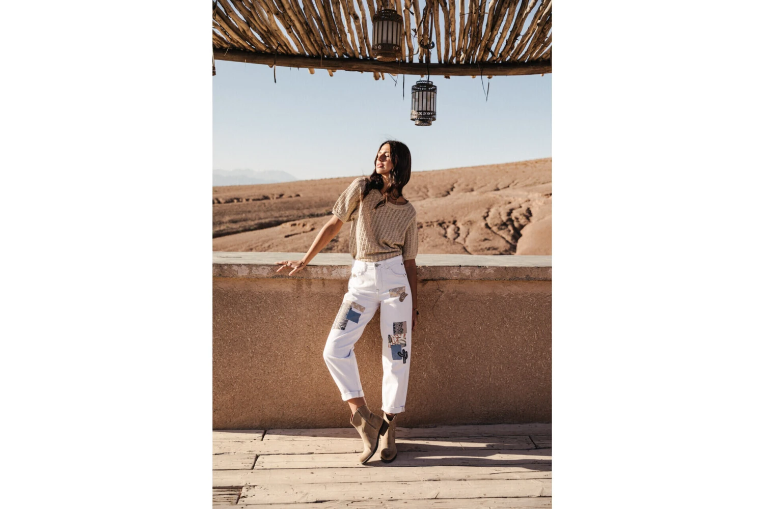 Freeman T. Porter Maeva Andalousia Pantalon Boyfriend Femme, Off White – Image 11