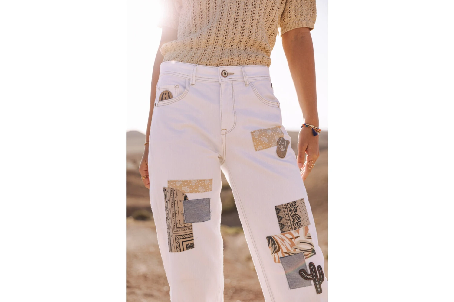 Freeman T. Porter Maeva Andalousia Pantalon Boyfriend Femme, Off White – Image 12