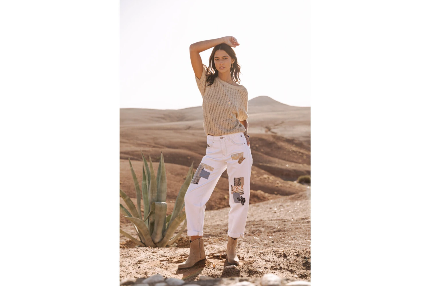 Freeman T. Porter Maeva Andalousia Pantalon Boyfriend Femme, Off White – Image 13