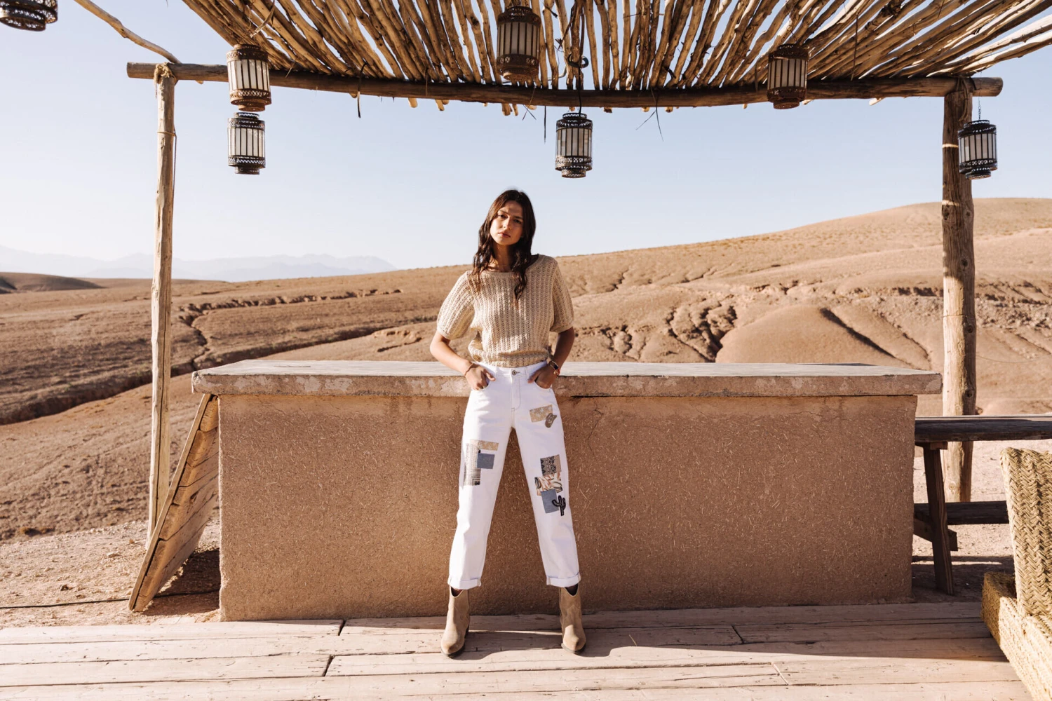 Freeman T. Porter Maeva Andalousia Pantalon Boyfriend Femme, Off White – Image 7