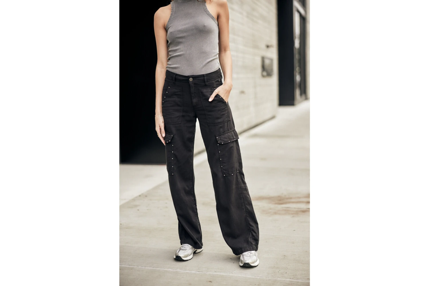 Freeman T. Porter Moxie Jazz Pantalon Cargo Flare Femme, Black