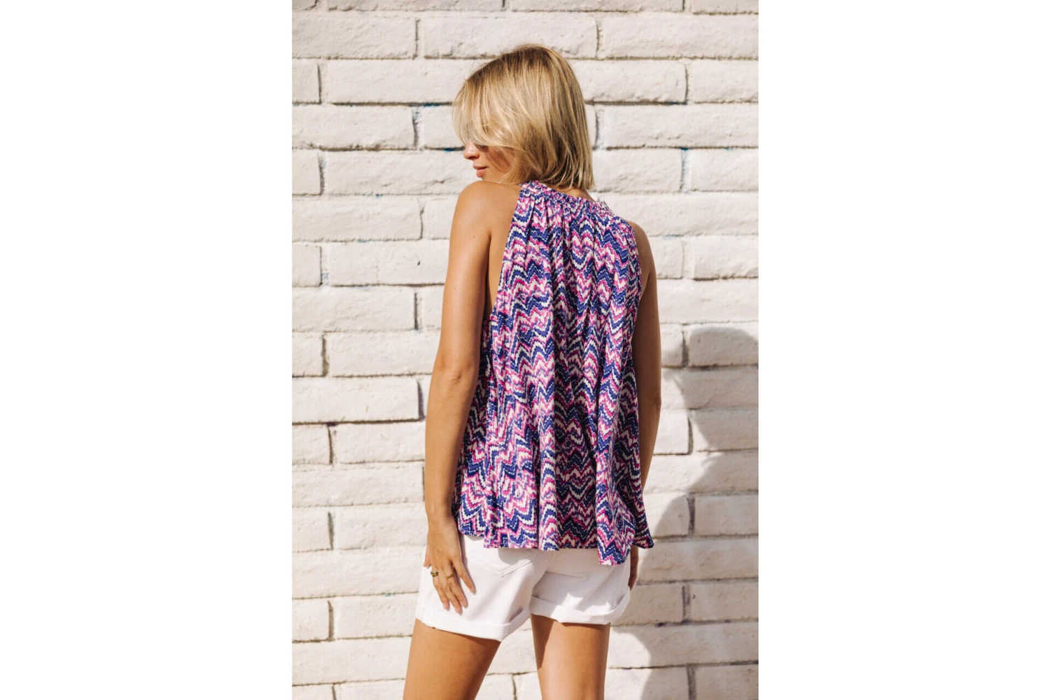 Freeman T. Porter Nell Etnico Top Sans Manches Femme, Blue – Image 2