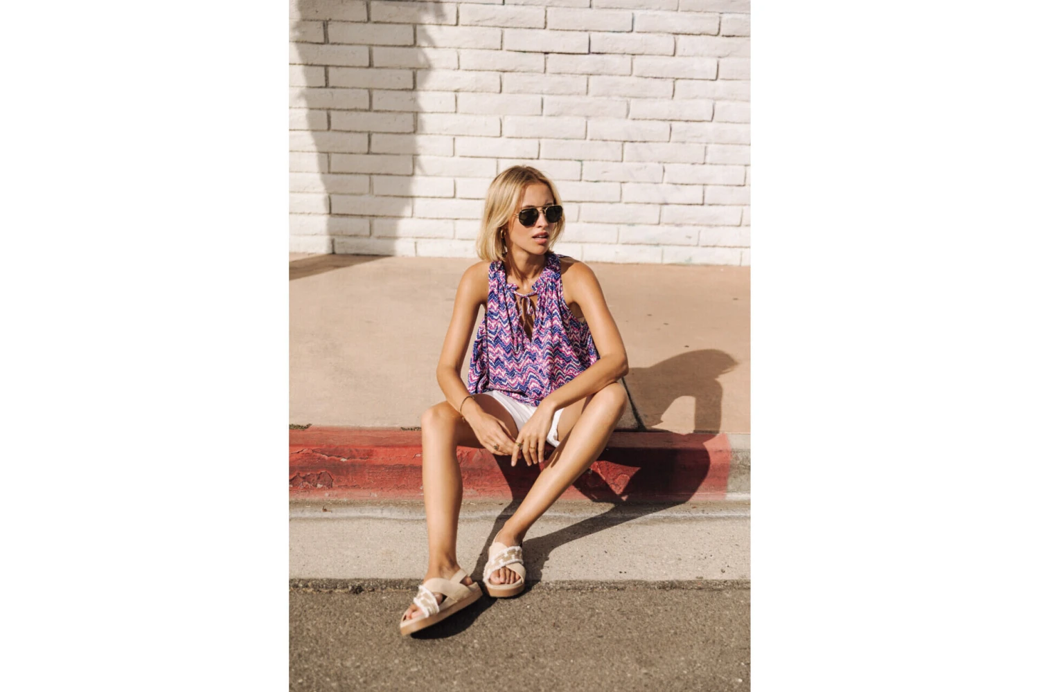 Freeman T. Porter Nell Etnico Top Sans Manches Femme, Blue – Image 5