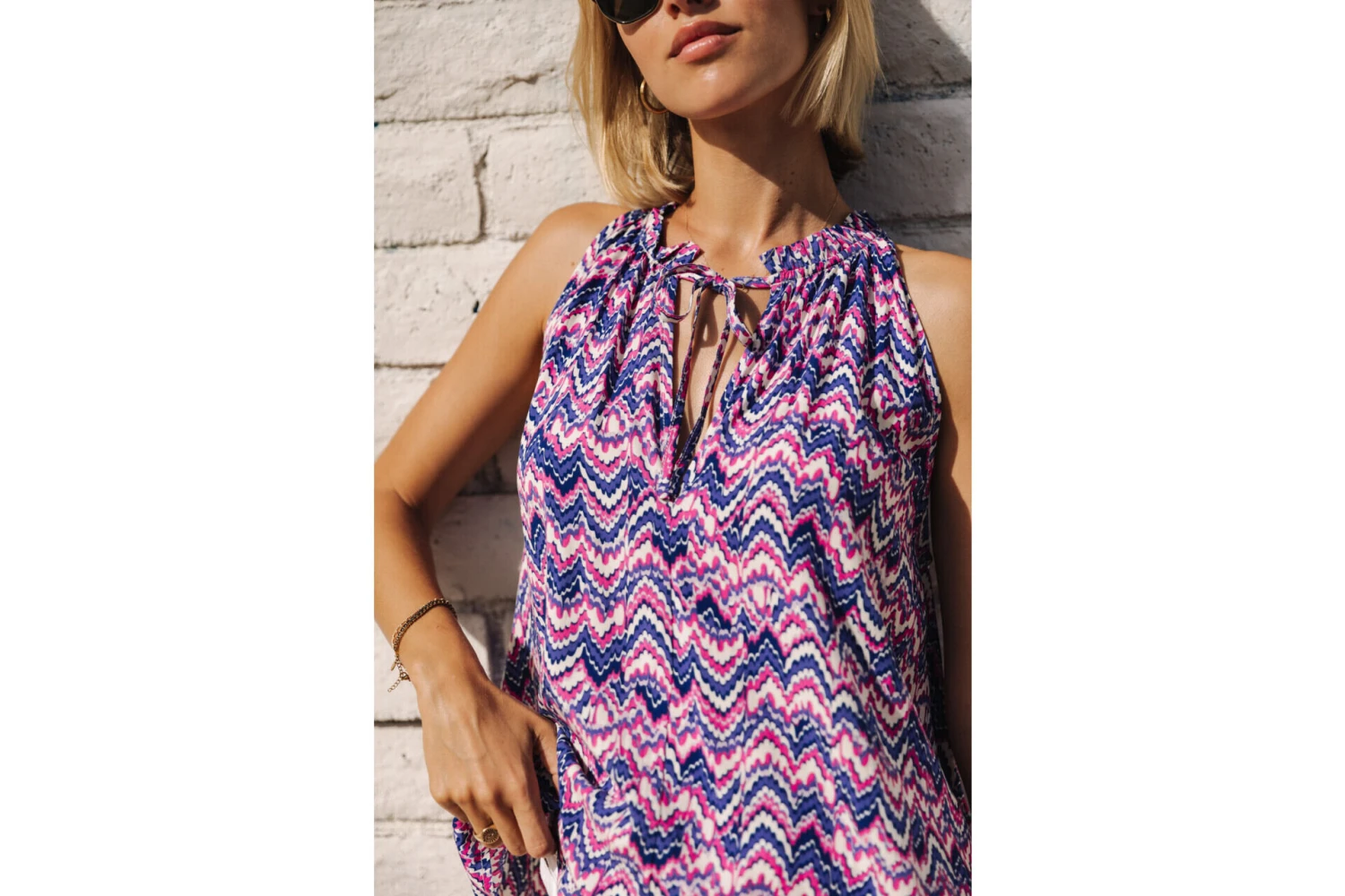 Freeman T. Porter Nell Etnico Top Sans Manches Femme, Blue – Image 6