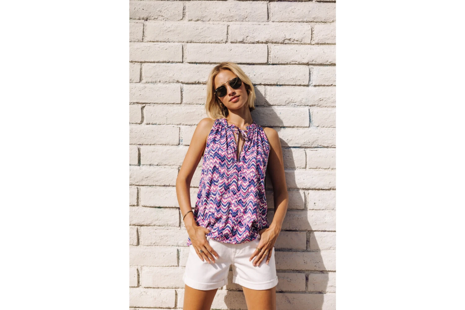 Freeman T. Porter Nell Etnico Top Sans Manches Femme, Blue – Image 7