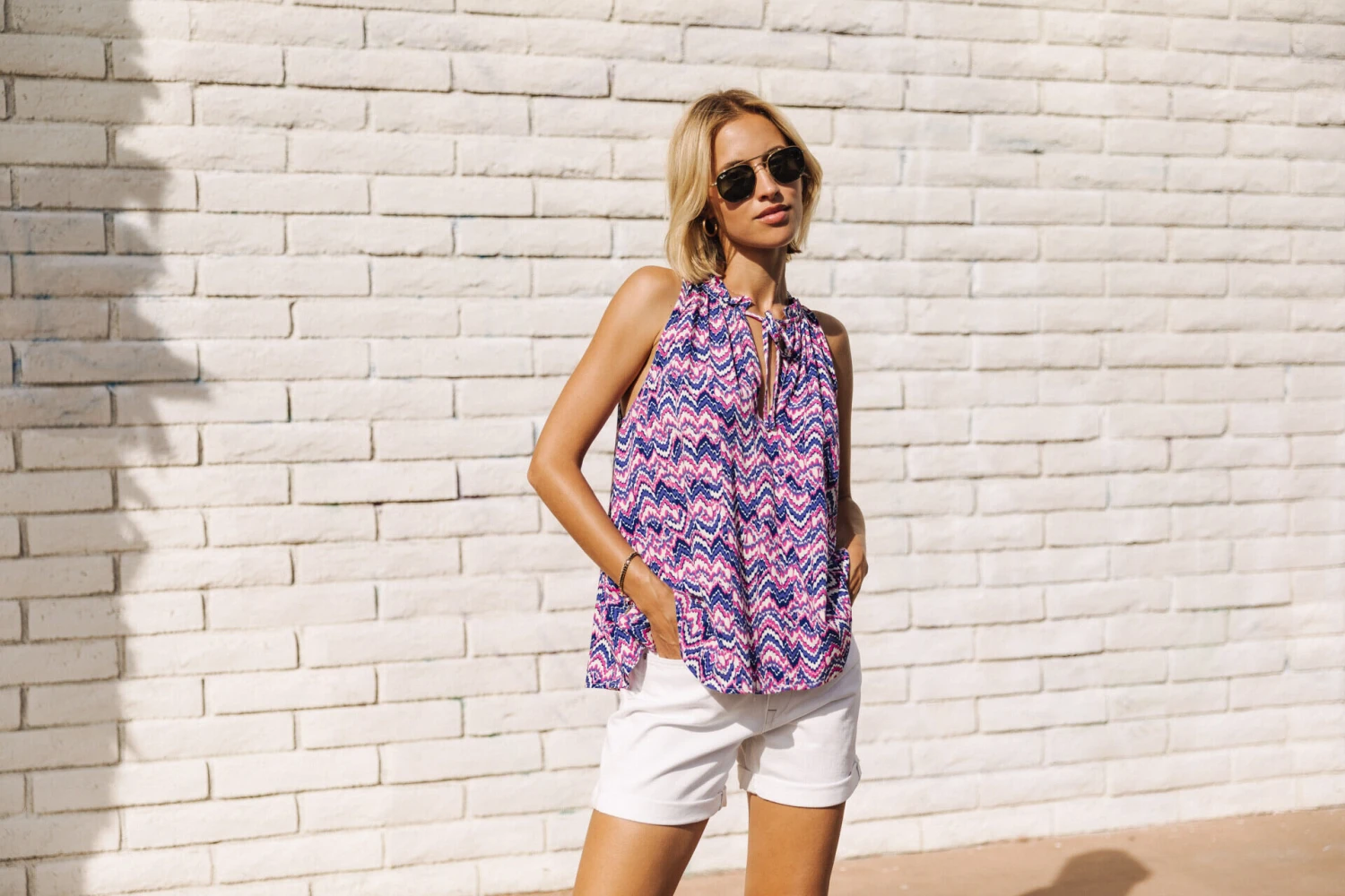 Freeman T. Porter Nell Etnico Top Sans Manches Femme, Blue – Image 9