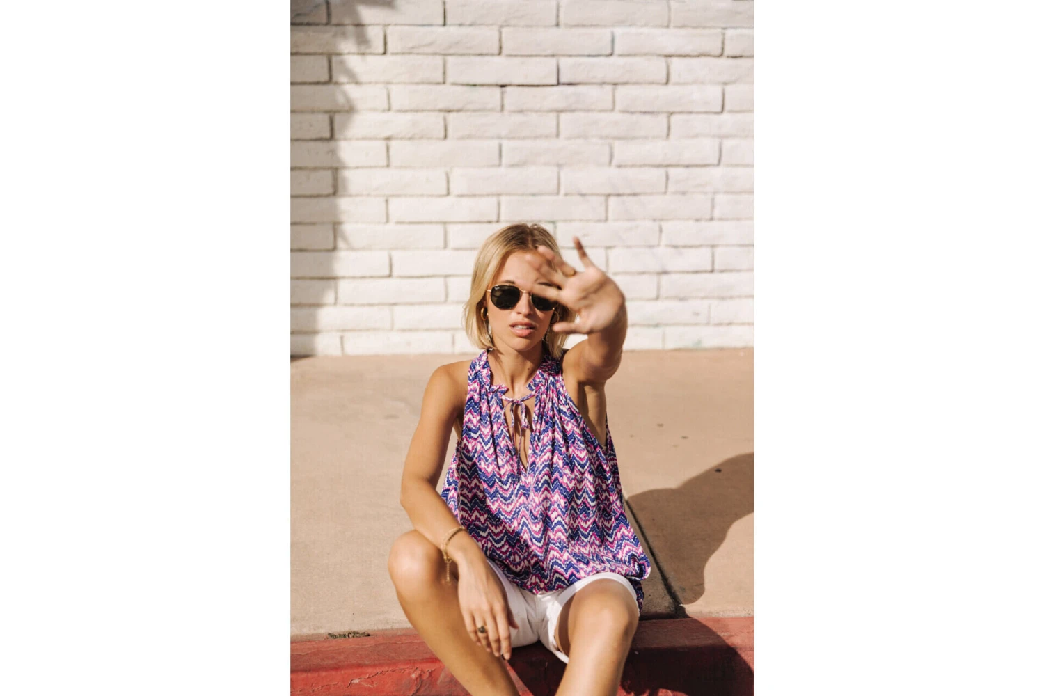 Freeman T. Porter Nell Etnico Top Sans Manches Femme, Blue