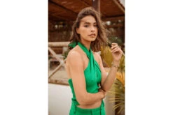 Freeman T. Porter Olivia Plain Linen Top Croisé Dos Nu Femme, Jolly Green