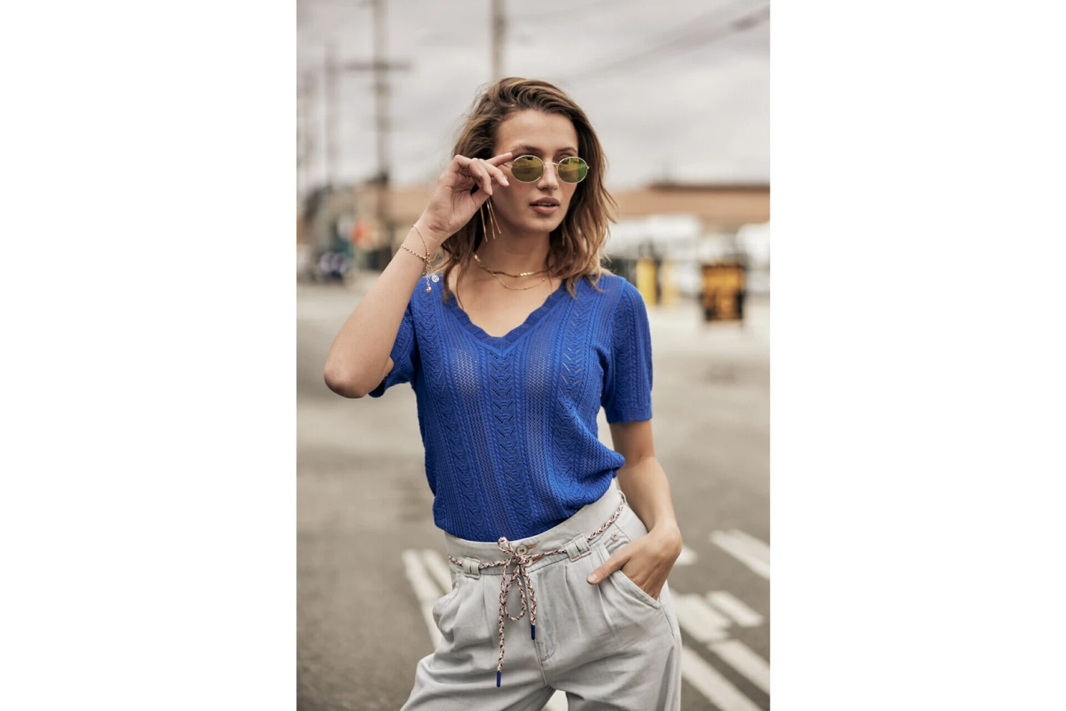 Freeman T. Porter Polane Pull Manches Courtes Femme, Princess Blue â Image 2