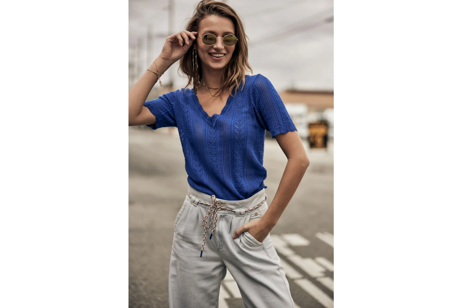 Freeman T. Porter Polane Pull Manches Courtes Femme, Princess Blue â Image 3