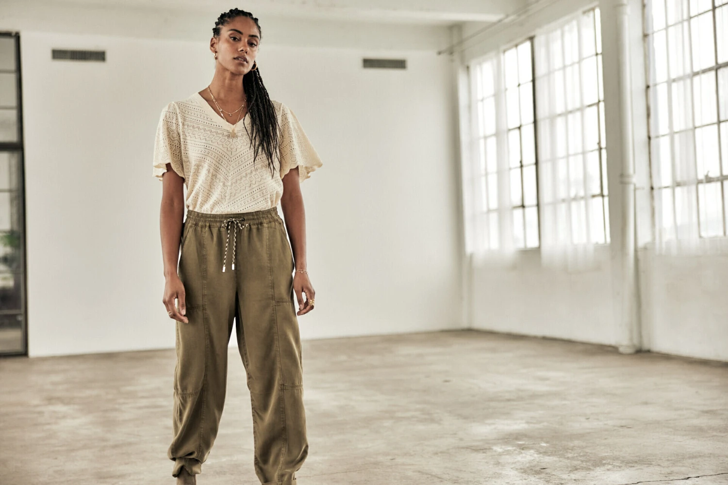 Freeman T. Porter Posie Openwork Pull Manches évasées Femme, Birch – Image 5