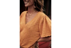 Freeman T. Porter Posie Openwork Pull Manches évasées Femme, Inca Gold