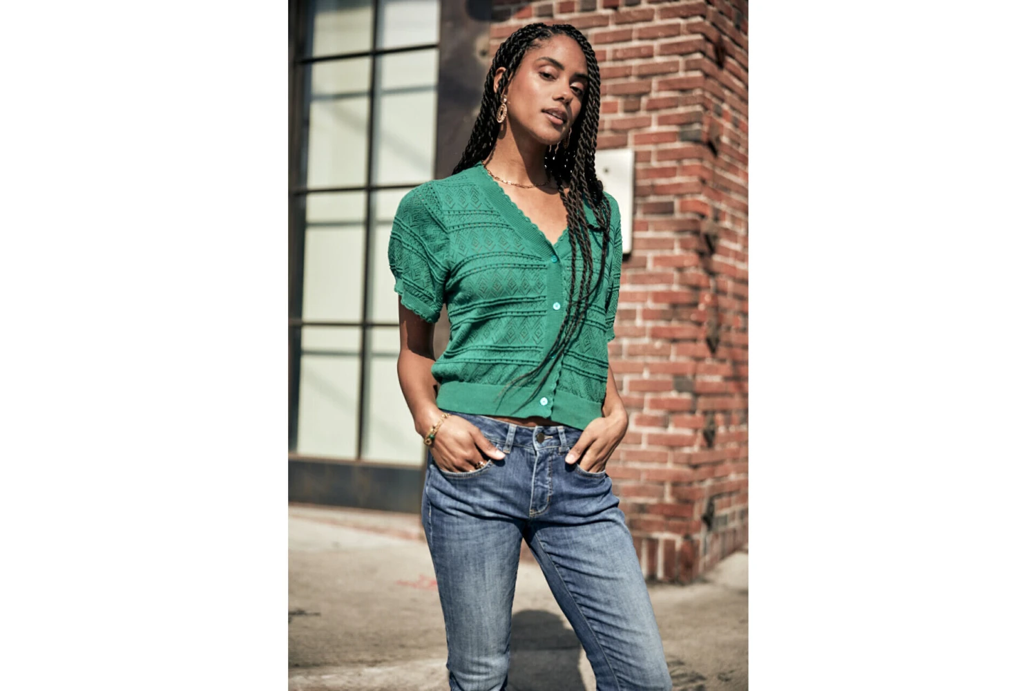 Freeman T. Porter Pradda Cardigan Manches Courtes Femme, Ivy Green – Image 2