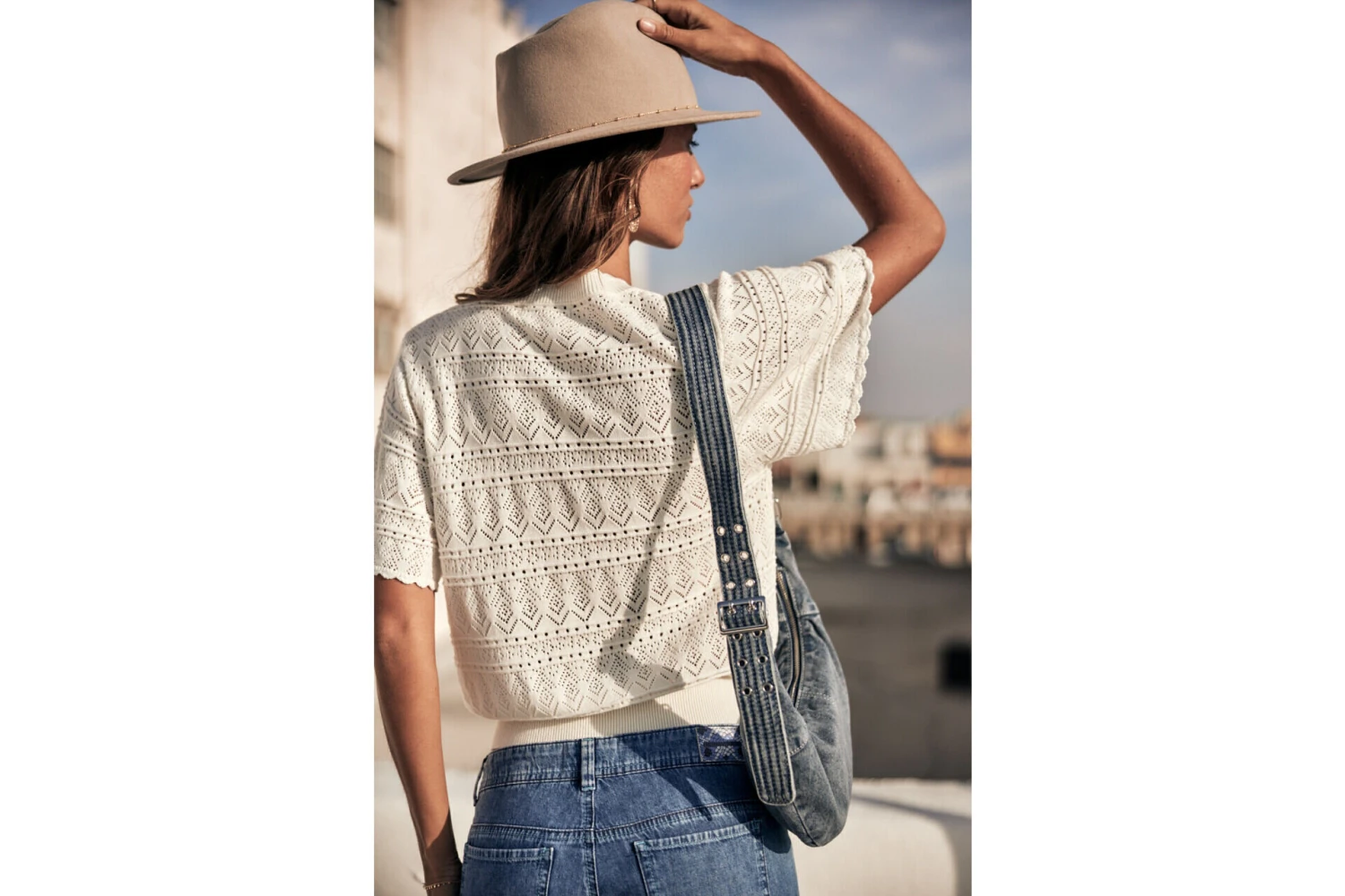 Freeman T. Porter Pradda Cardigan Manches Courtes Femme, Off White – Image 3