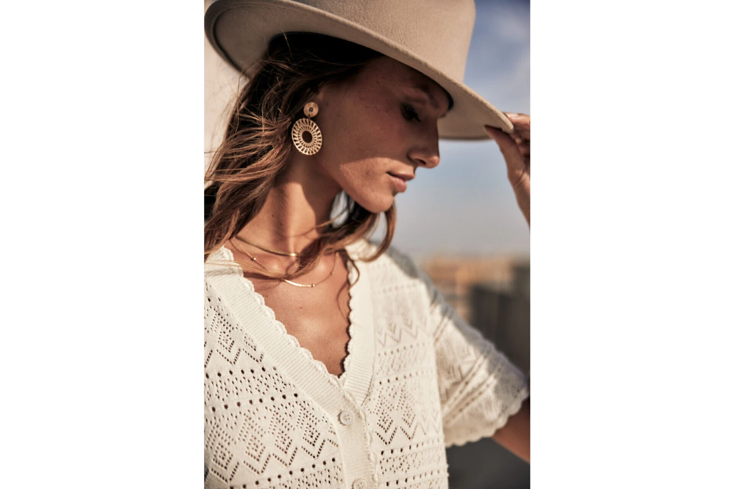 Freeman T. Porter Pradda Cardigan Manches Courtes Femme, Off White – Image 7