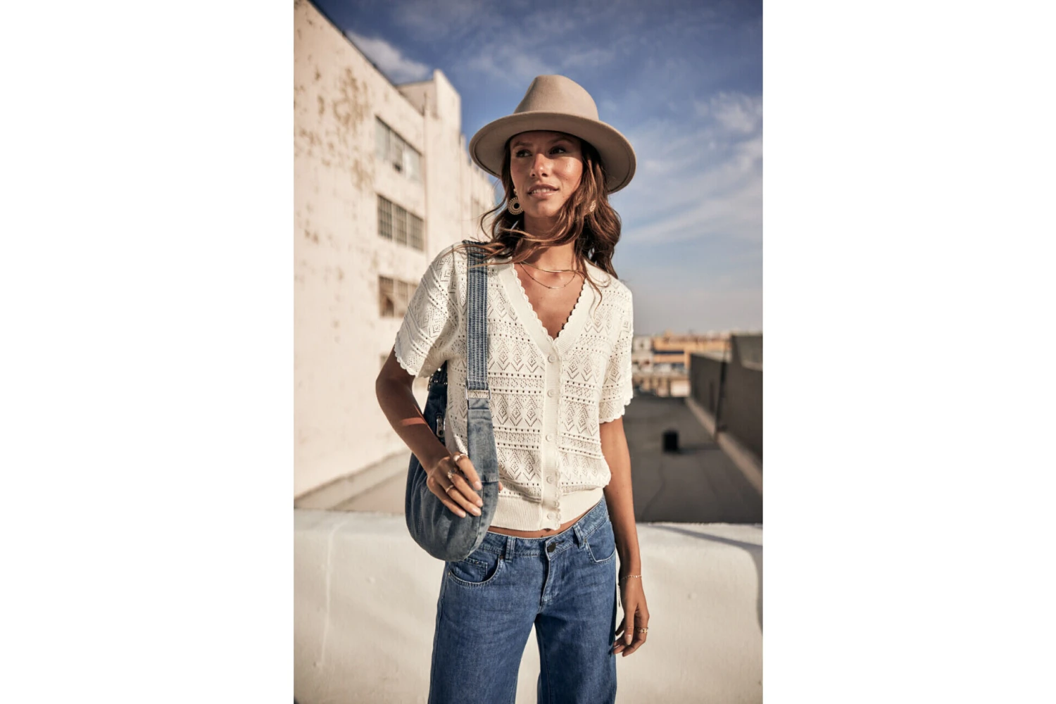 Freeman T. Porter Pradda Cardigan Manches Courtes Femme, Off White – Image 9