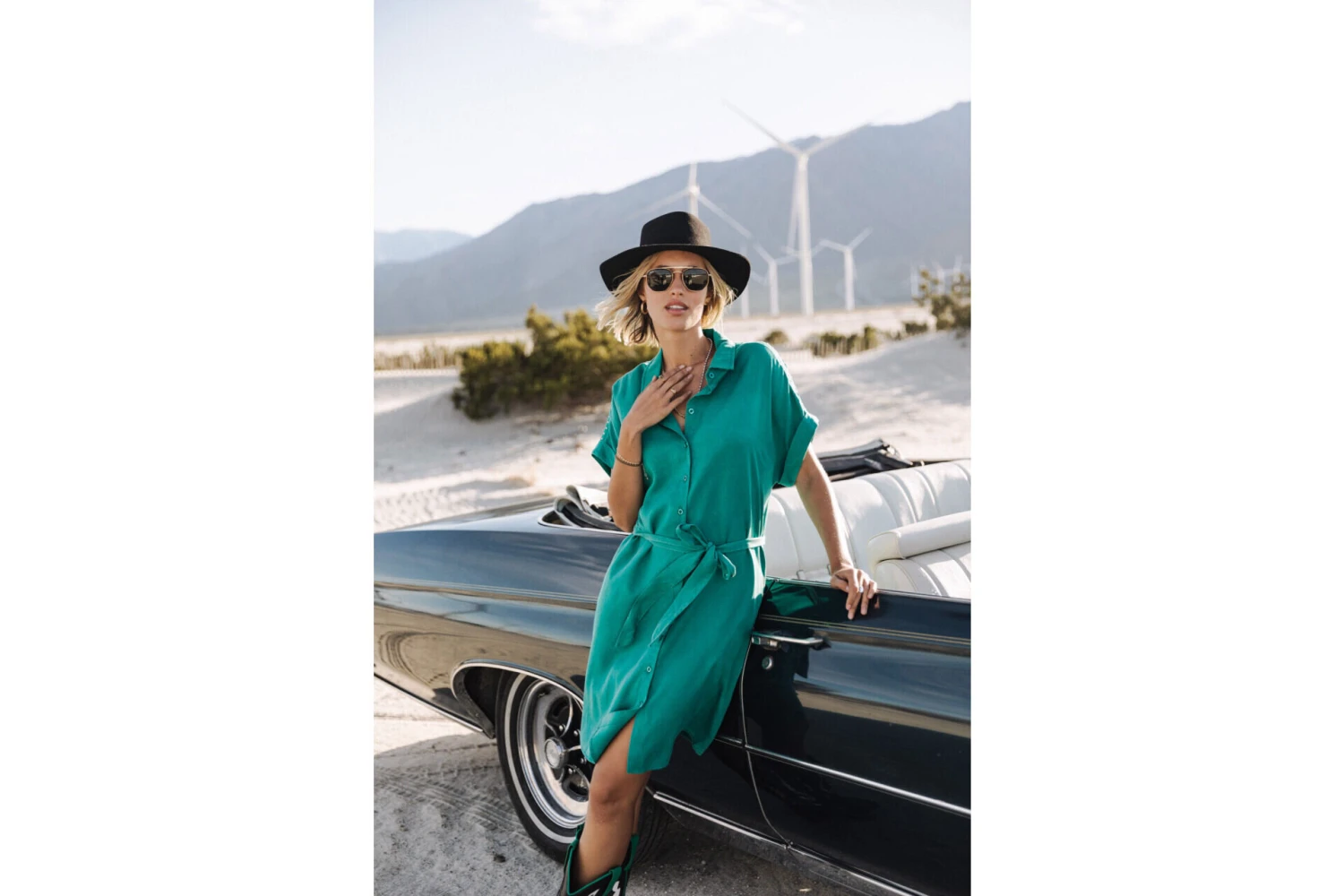 Freeman T. Porter Raffia Plain Robe Chemise Mi-longue Femme, Tropical Green – Image 13