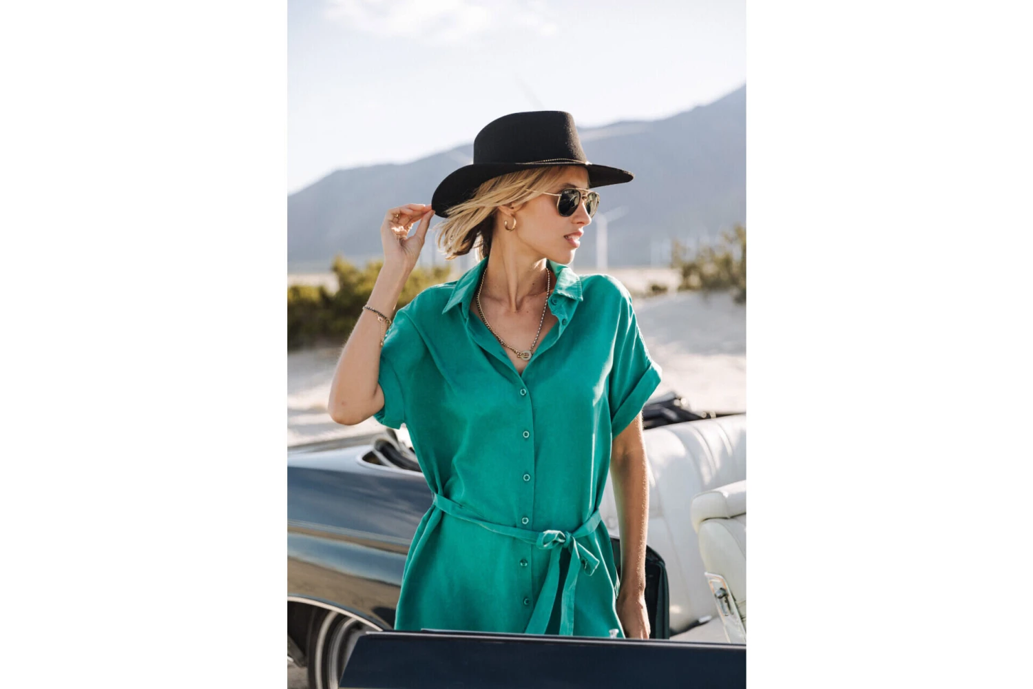 Freeman T. Porter Raffia Plain Robe Chemise Mi-longue Femme, Tropical Green – Image 6