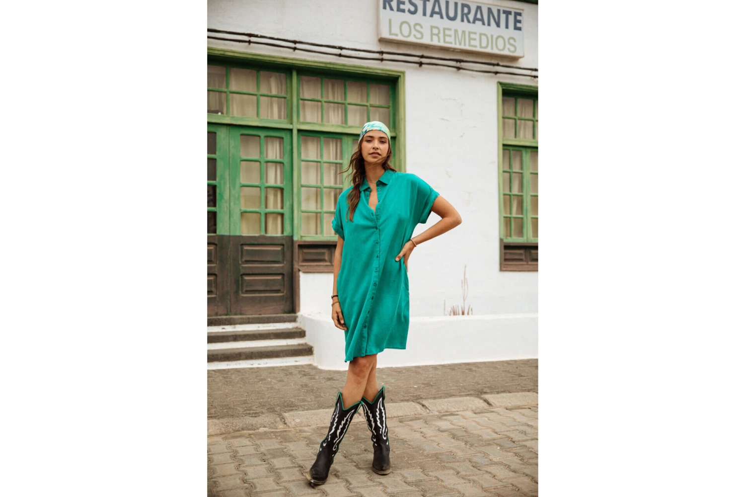 Freeman T. Porter Raffia Plain Robe Chemise Mi-longue Femme, Tropical Green – Image 7